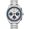 Bulova Men's Chronograph Archive Lunar Pilot Stainless Steel Bracelet Watch Box Set 44mm In Blue