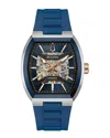 Bulova Maquina Mens Automatic Blue Strap Watch 98a318 In Blue