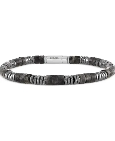 Bulova Men's Marine Star Beaded Bracelet In Sterling Silver In Na