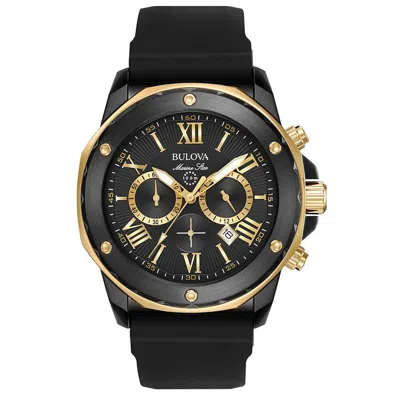 Bulova Marine Star Mens Chronograph Black Strap Watch 98b278