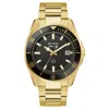 Bulova Mens Gold Tone Stainless Steel Bracelet Watch 98b375 In Gold