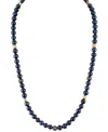 Bulova Men's Marine Star Blue Freshwater Pearl (8mm) & Diamond (1/4 Ct. T.w.) Beaded 22" Necklace In 14k Go In Na