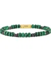 Bulova Men's Marine Star Malachite Beaded Bracelet In 14k Gold-plated Sterling Silver In Na