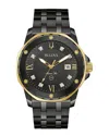 Bulova Marine Star Mens Diamond Accent Black Stainless Steel Bracelet Watch 98d176 In Black