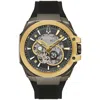 Bulova Men's Marc Anthony Automatic Chronograph Maquina Black Silicone Strap Watch 46mm In Gold