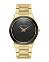 Bulova Mens Gold Tone Stainless Steel Bracelet Watch 97a183 In Gold