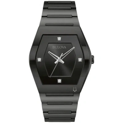Pre-owned Bulova Men Modern Gemini Diamond 3 Hblack Stainless Watch 98d177
