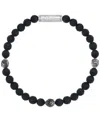 Bulova Marc Anthony Men's Onyx & Lion Beaded Bracelet In Sterling Silver-plate, Bvb1161-wsbkox In No Color