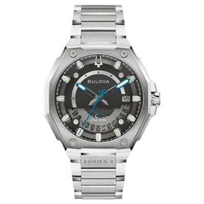 Bulova Mens Silver Tone Stainless Steel Bracelet Watch 98b456 In Metallic