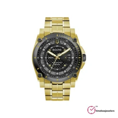 Pre-owned Bulova Men's Precisionist Diamond Accents Quartz Gold Tone 46mm Watch 98d156
