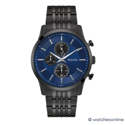 Pre-owned Bulova Men's Quartz Chronograph Date Black Stainless Steel Watch 42 Mm 98a300
