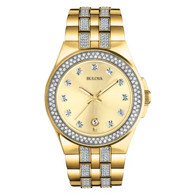 Pre-owned Bulova Men's Quartz Swarovski Crystal Accents Date Calendar Watch 42mm 98b174