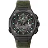 Bulova Precisionist Mens Chronograph Green Leather Bracelet Watch 98b355 In Black