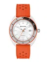 Bulova Men's Snorkel Orange Hnbr Rubber Strap Watch 41mm In Orange