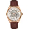 Bulova Men's Automatic Classic Surveyor Brown Leather Strap Watch 41mm In Burgundy