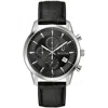 Bulova Classic Sutton Mens Chronograph Black Leather Strap Watch 96b403 In Black