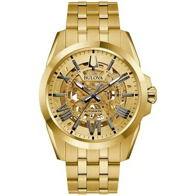 Pre-owned Bulova Men's Sutton Chrono Automatic Gold-tone Watch 43mm 97a162