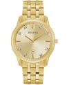 Bulova Sutton Mens Gold Tone Stainless Steel Bracelet Watch 97d123 In Gold