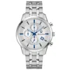 Bulova Classic Sutton Mens Chronograph Silver Tone Stainless Steel Bracelet Watch 96b404 In Metallic