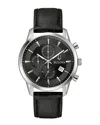 Bulova Men's Chronograph Classic Sutton Black Leather Strap Watch 41mm