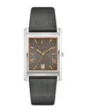Bulova Mens Gray Leather Strap Watch 96b443 In Black