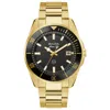 Bulova Mens Gold Tone Stainless Steel Bracelet Watch 98b375 In Gold