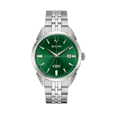 Bulova Men's Watch  96b424 Green Silver Gbby2