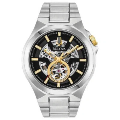 Pre-owned Bulova Men's Watch Maquina Sapphire Automatic Skeleton Dial Bracelet 98a224