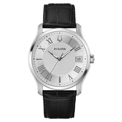 Bulova Men's Wilton Silver Dial Watch In Black
