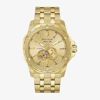 Bulova Mens Automatic Gold Tone Stainless Steel Bracelet Watch 97a200 In Pattern