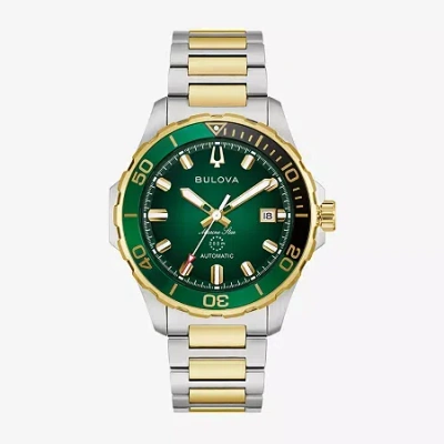 Bulova Mens Automatic Two Tone Stainless Steel Bracelet Watch 98b467 In Metallic