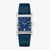Bulova Mens Blue Leather Strap Watch 96b442 In Transparent