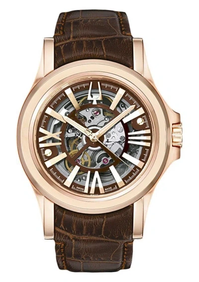 Pre-owned Bulova Mens  Accutron Kirkwood Rose Gold Tone Brown Leather Watch 64a103 Rare