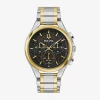 Bulova Mens Chronograph Diamond Accent Two Tone Stainless Steel Bracelet Watch 98a301 In Gold