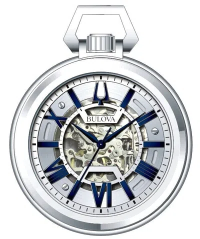 Pre-owned Bulova Mens Classic Automatic Skeleton Silver Stainless Steel Watch 50 Mm 96a304
