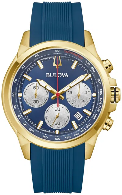 Pre-owned Bulova Mens Classic Bul Quartz Chronograph Date Indicator Blue Watch 45mm 97b208