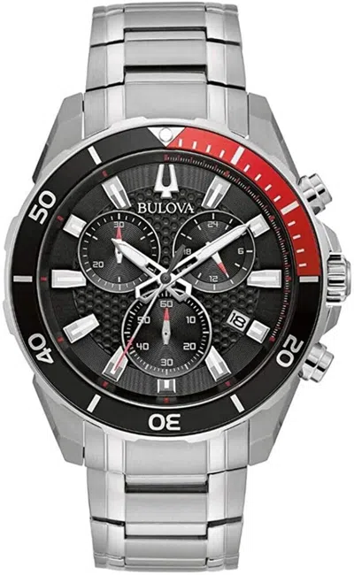 Pre-owned Bulova Mens Classic Chronograph Quartz Silver Stainless Steel Watch 45 Mm 98b344