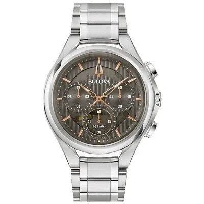 Pre-owned Bulova Mens Curv Grey Dial Watch - 96a298