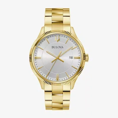 Bulova Mens Gold Tone Stainless Steel Bracelet Watch 97b227