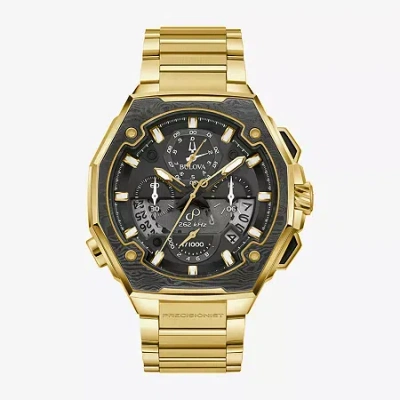 Bulova Mens Gold Tone Stainless Steel Bracelet Watch 98b429 In Brown