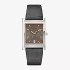 Bulova Mens Gray Leather Strap Watch 96b443 In Transparent