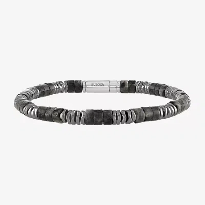 Bulova Men's Jewelry Bulova Mens Sterling Silver Beaded Bracelet In Orange