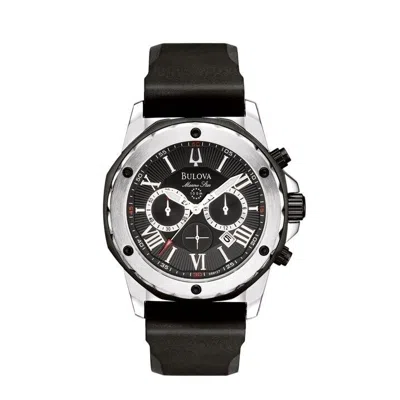 Pre-owned Bulova Mens Marine Star Watch 98b127 Rotating Chronograph Water Resistant Black