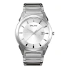 Bulova Mens Silver Tone Stainless Steel Bracelet Watch 96b015 In Gray