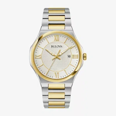 Bulova Mens Two Tone Stainless Steel Bracelet Watch 98b440 In Gold
