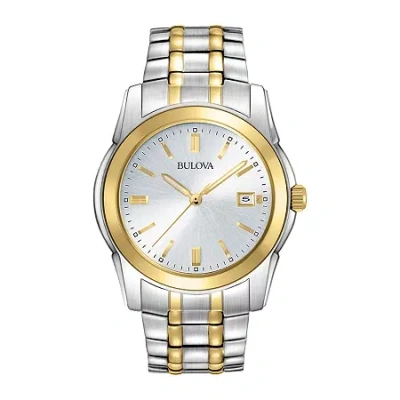 Bulova Mens Two Tone Stainless Steel Bracelet Watch 98h18 In Silver