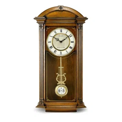 Bulova Metal 18" Wall Clock In Brown