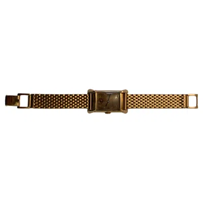 Pre-owned Bulova Mid Century 14k Gold Tank  Watch In Multi