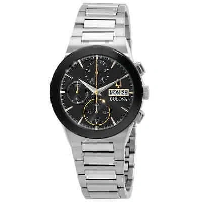 Pre-owned Bulova Millennia Chronograph Quartz Black Dial Men's Watch 96c149