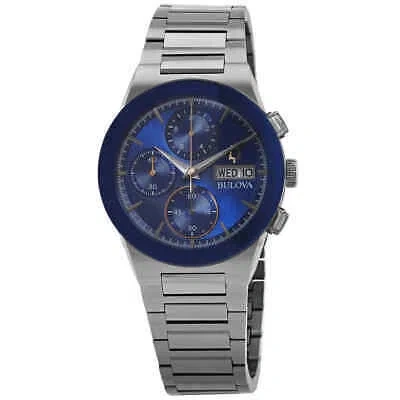 Pre-owned Bulova Millennia Chronograph Quartz Blue Dial Men's Watch 98c143